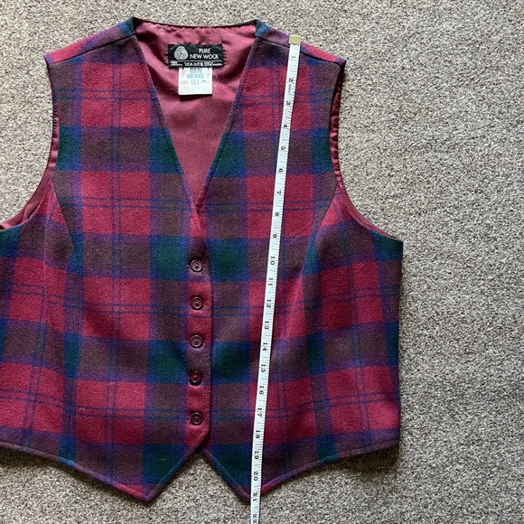 Ben Nevis British Pure New Wool Plaid Vest V Neck Button Up Women’s US 14 / Med - Picture 8 of 8